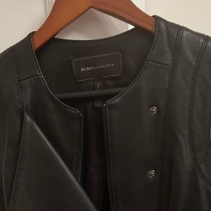 BCBG black leather vest